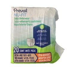 1 Pack of 20 - Prevail NU-FIT Daily Underwear Diapers Extra Large NUU-514