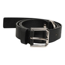 DOLCE & GABBANA Belt Black Leather Classic Metal Logo Buckle 90cm / 36in 440usd