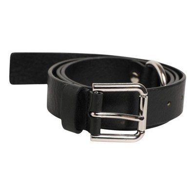 DOLCE & GABBANA Gürtel schwarz Leder klassische Metall Logo Schnalle 90 cm/36...