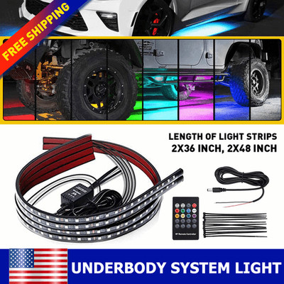RGB LED Strip Car Under Tube Underglow System Underbody Neon Kit Light Front New