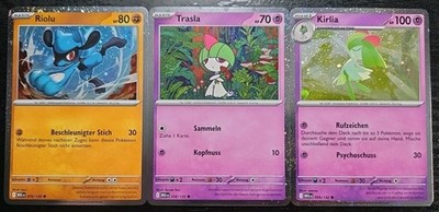 Pokemon Trasla & Kirlia & Riolu Promo Cosmo Holo Deutsch NM Neu