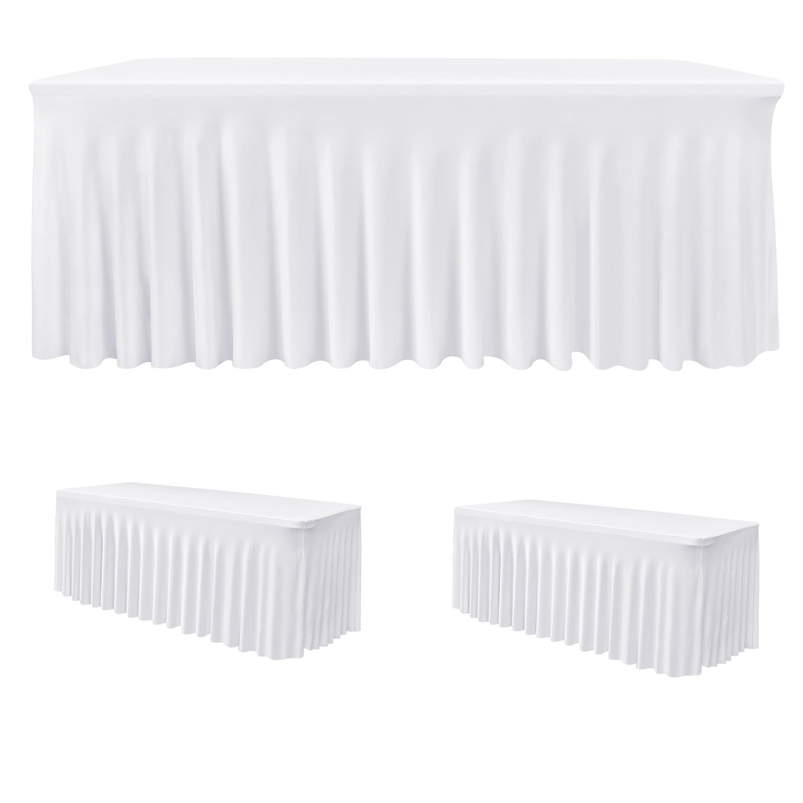 6ft, Stretch Spandex Skirt 2 Pack, White