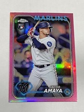 2024 Topps Chrome Baseball Pink Refractor - Jacob Amaya RC - Miami Marlins