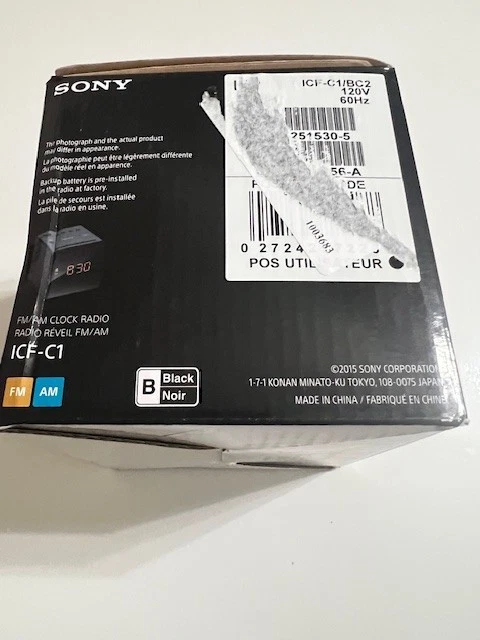 Sony ICF-C1 Alarm Clock Radio AM/FM Black Great Holiday Gift - New - Image 4 of 4