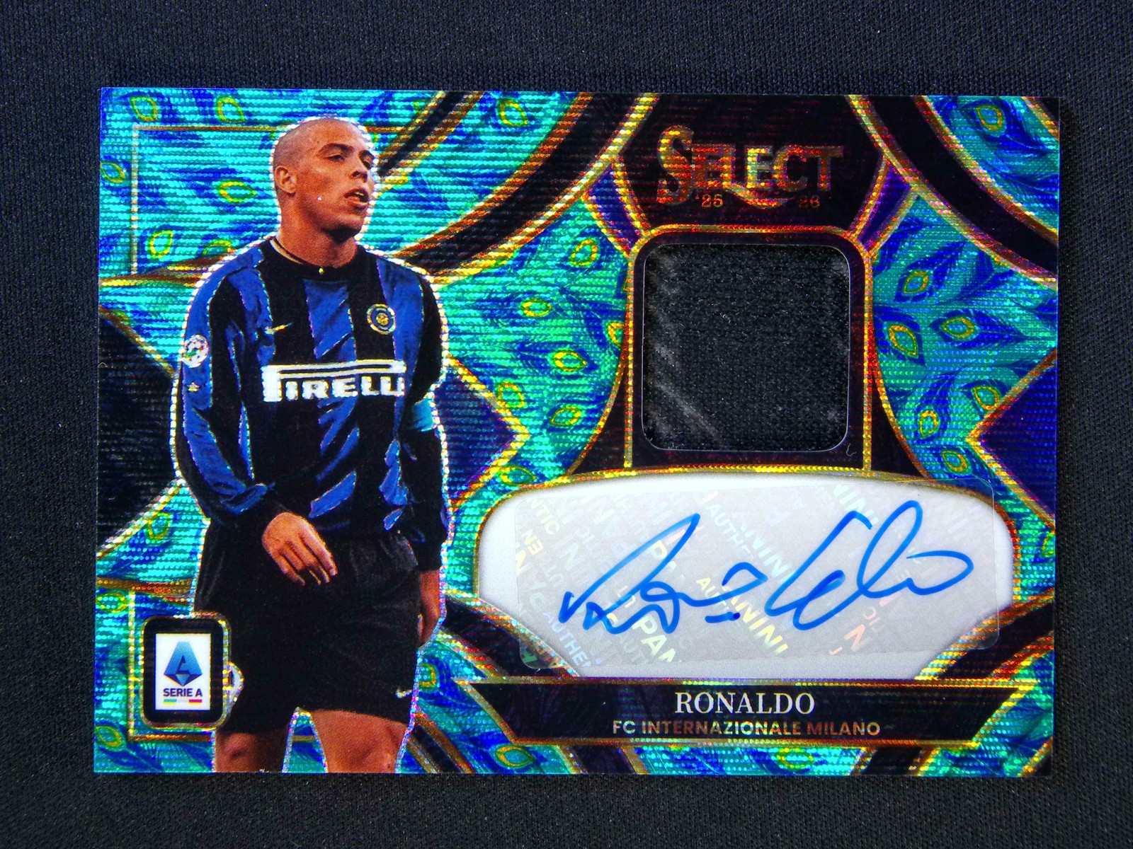 2025-26 Panini Select Serie A Ronaldo Jersey Patch Auto Peacock Prizm SSP