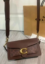 Coach Leather Tabby Shoulder Bag 26 in Signature Canvas Brass/Maple C1032 NWT