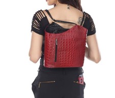 Zaino convertibile M&R Borse in pelle, victoria 900 pelle rosso/nero
