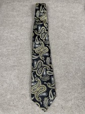 Bruno Piattelli Men's Tie Black & Gold Paisley 100% Silk Made In USA