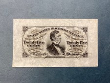 ~US FRACTIONAL CURRENCY SPECIMEN 25 CENTS - THIRD ISSUE FR 1294 SP -WIDE MARGINS