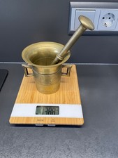 Schöner großer alter Mörser mit Stößel Messing Apothekenmörser 1388g