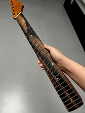 AAAAA Ebony Jumbo Stainless steel 22fret Roasted flame maple Guitar Neck 12in