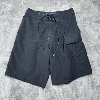 Vintage Oakley Black Software Board Shorts Includes Surf Wax Comb/Scraper Sz 28