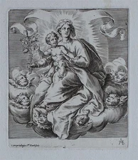 Cherubino Alberti Madonna Child Cloud Throne Art Italy Renaissance Copperplate