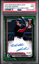 Walker jenkins 2024 Bowman Mega Box Chrome Prospect Auto -Green Ref PSA 9