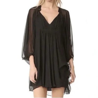 Diane von Furstenberg 6 Silk Chiffon Mini Batwing Fairy Goth LBD Party Cocktail 