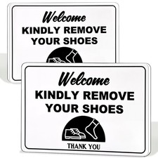 2 Pack Remove Your Shoes Signs No Shoes Decals for Front Door Home Offices