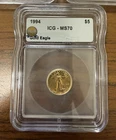 1994 $5 American Gold Eagle 1/10 oz ICG MS-70