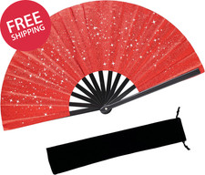Glitter Bling Large Folding Fan-Hand Fan Rave Clack Popping Fan for Line Dancing