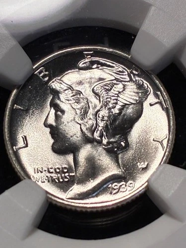 1939 NGC MS/66 Mercury Dime Blast White Clean Surfaces