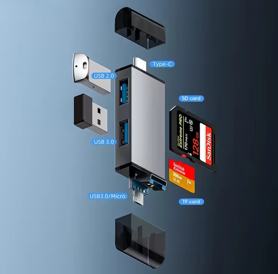 7-in-1-Multifunktions-USB 3.0-Kartenleser Micro TF SD Card Memory Reader USB - Bild 2 von 4