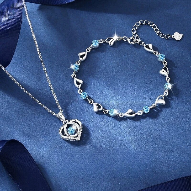 Gorgeous Silver Plated Necklace Pendant Women Cubic Zircon Jewelry Lab-Created View 2
