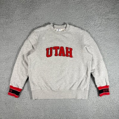 University Of Utah Runnin Utes Crewneck Adult Medium Gray Collegiate Sweatshirt