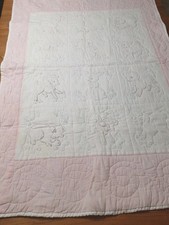 Vintage Baby quilt Hand stitched 42" x 32" Cute animals