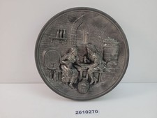 Wandteller Teller Zinn Relief Stammtisch Dame Herr Deko &oslash;28cm 2kg #2610270
