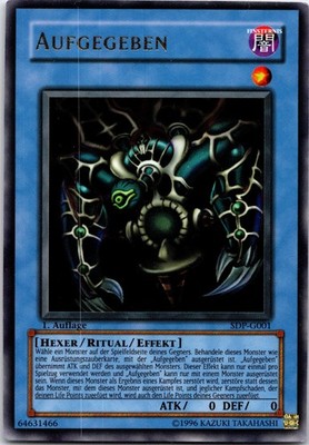 Aufgegeben 1. Auflage SDP-001 Ultra Rare Yugioh deutsch Vintage Holo SDP EXC -NM