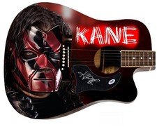 WWE Kane Signed 1/1 Custom Graphics Photo WWF Guitar PSA