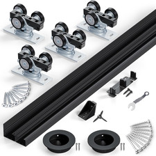Bypass Sliding Door Hardware Kit for 5FT Closet Cabinet, Black Finish