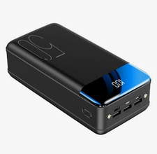 Dual USB Power Bank Portable Charger LED Indicator Matte Black w/ Charging Cable