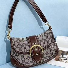 Coach CJ814 Soho Bag Signature Jacquard Maple Brown Shoulder Handbag Outlet New