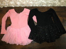 LOT of 2 Arshiner Girls Pink Black Long Sleeve Ballet Leotard Dress Size 130 M 8