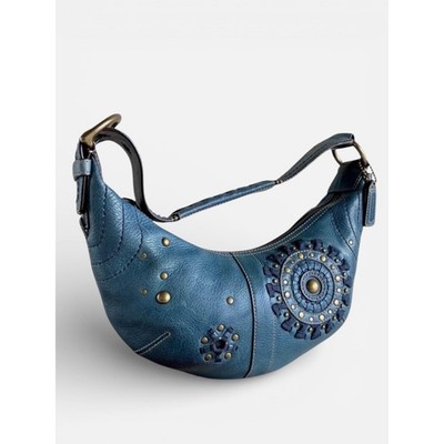 COACH Y2K Vintage Lace Studs Mia Soho Hobo Shoulder Bag Half Moon Blue Mini bag