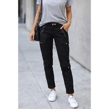 Ralph Lauren Women's Black Military Cargo Pants Slim Utility Zip Pockets Size 6