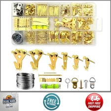 302PCS Picture Hanging Kit Heavy Duty Hooks Wires Nails Frame Wall Hangers Assor