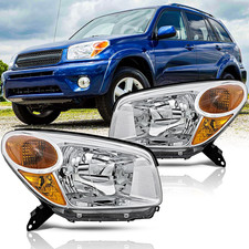 Headlights Assembly Pair for 2004 2005 Toyota RAV4 Headlamps Head Lights Replace