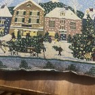 Vintage Christmas Double Sided Tapestry Throw Pillow village & snowman 17 x 12 — photo 3