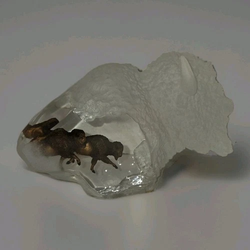 Thunder Spirit Buffalo Sculpture Kitty Cantrell Signed Number Mixed Media Lucite