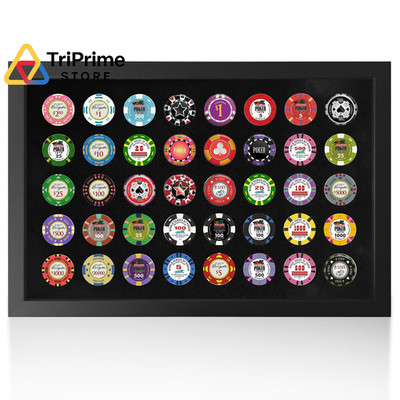 Poker Chip Display Frame, Holds Up to 40 Standard 14.9 x 10, Black