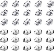 30pcs/15 Pairs Hypoallergenic Earring Backs Replacement,Plated Silver Secure Ear