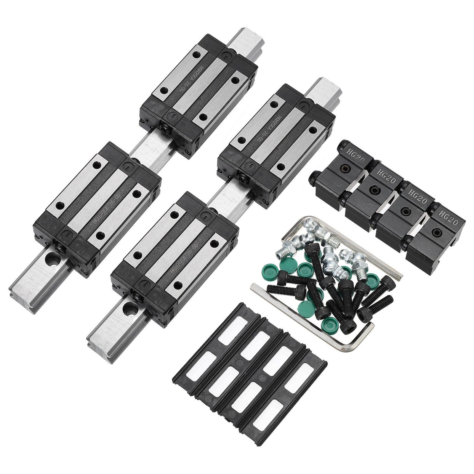 2Pcs HGR20 250mm Linear Guide Kit with Linear Rail and HGH20CA Carriage Block