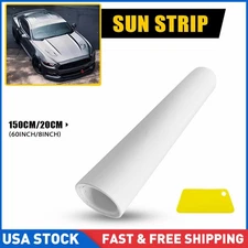 60"x8" Matte White Windshield Sun Visor Vinyl Decal Strip Film Banner Sticker