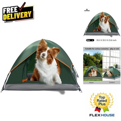Waterproof Outdoor Pet Tent - Portable Cat House & Dog Bed, L Green 39.3''