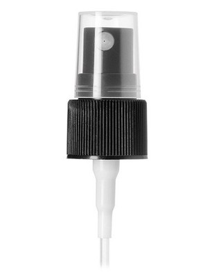 20/410 black polypropylene ribbed fine mist sprayer w/ clear cap and 5.25'' tube