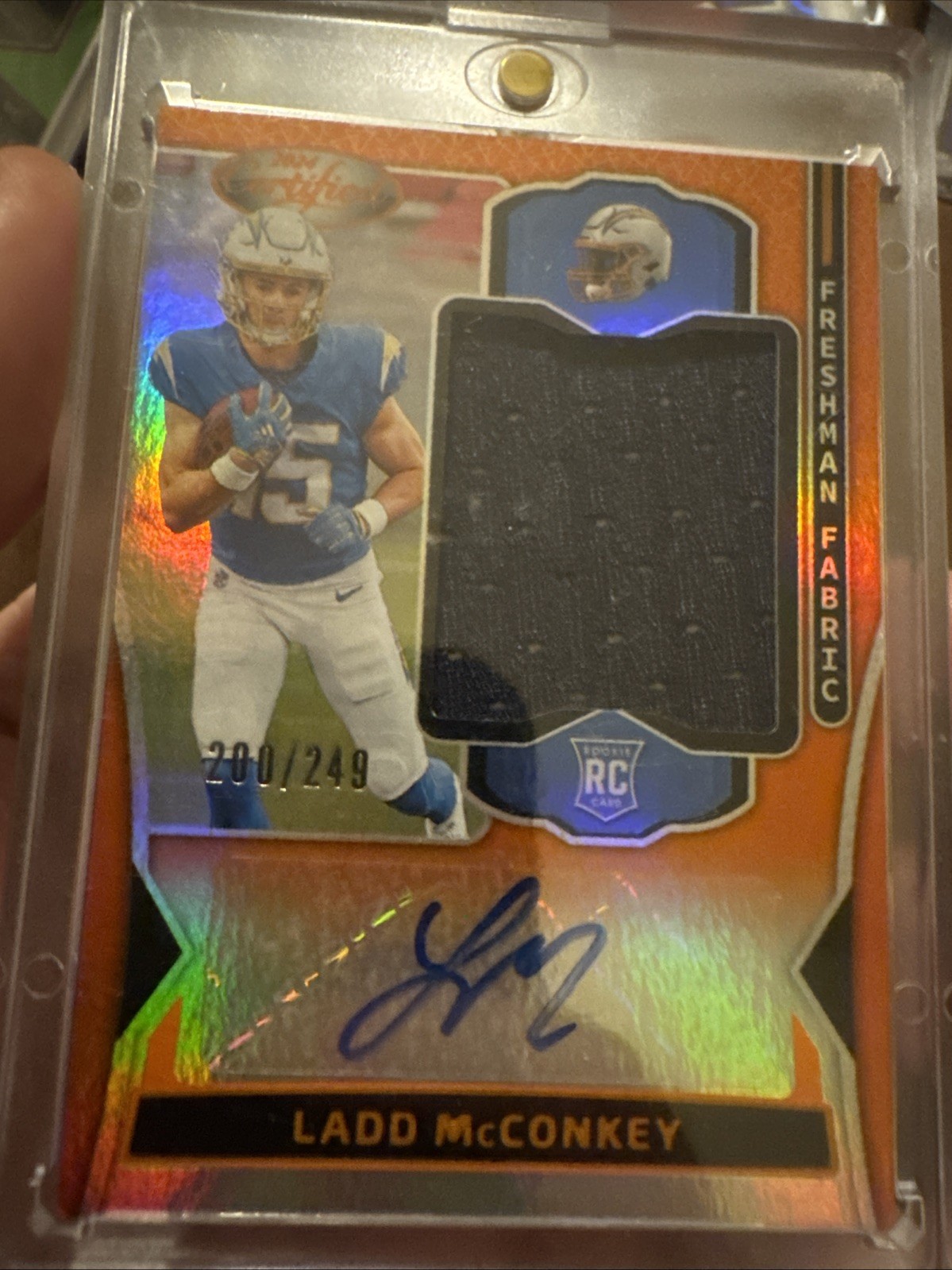 2024 Certified Freshman Fabric Ladd McConkey Orange RPA SP #/249 RC PATCH AUTO!