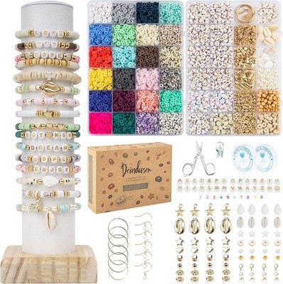 Bracelet Making Kit with 7200 Clay Beads in 24 Colors and Accessories