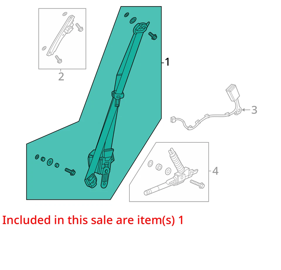Se adapta a Honda Civic 2022-2025 sedán delantero derecho pasajero cinturón retractor OEM Foto 4 de 4