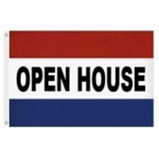 OPEN HOUSE Red White Blue Retail Business Message Flag 3x5 ft NYLON Made in USA